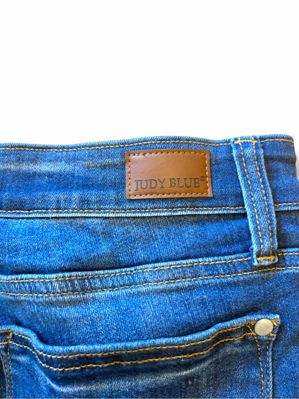 Judy Blue Straight Leg Cropped Jeans Med Wash Stretch Denim Cuff High Rise Sz 31 - Picture 7 of 15